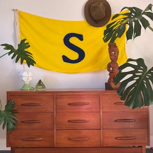 Bandera S vintage de Nueva Zelanda: bandera de señales náuticas con la letra S