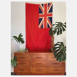 Vintage British Ensign Naval Flag - Red Union Jack wool flag - Nautical
