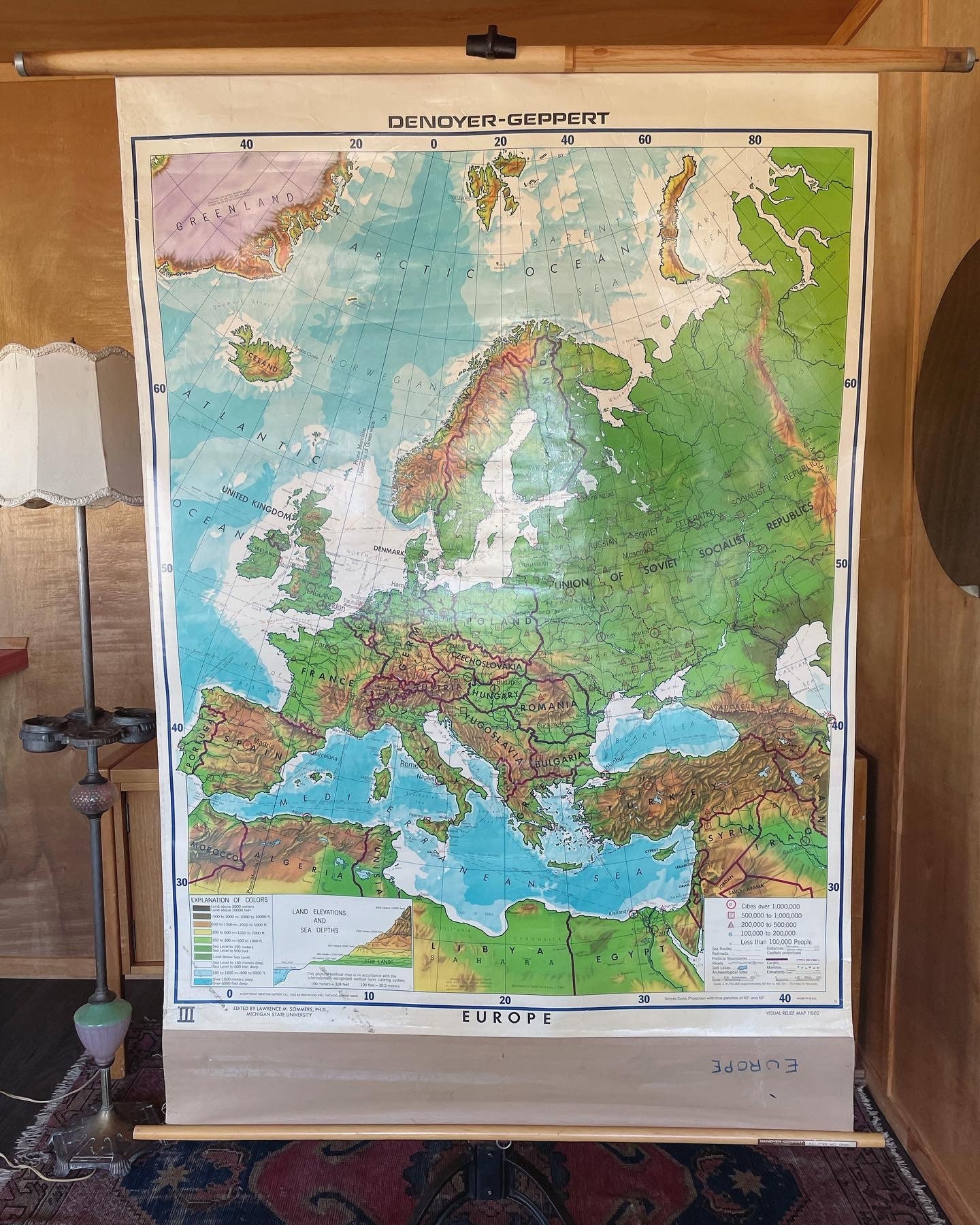 Extra Large Vintage School Map of Europe Pull Down Canvas Etsy