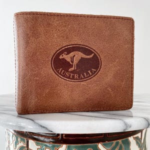 Portefeuille en cuir véritable d'Australie avec kangourou en relief