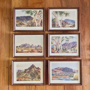 Set of 6 Vintage watercolor prints by Albert Namatjira of the Australian Outback