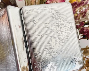 Vintage New Zealand Chrome Cigarette Box / Proposal Box / Run Away to NZ  With Me