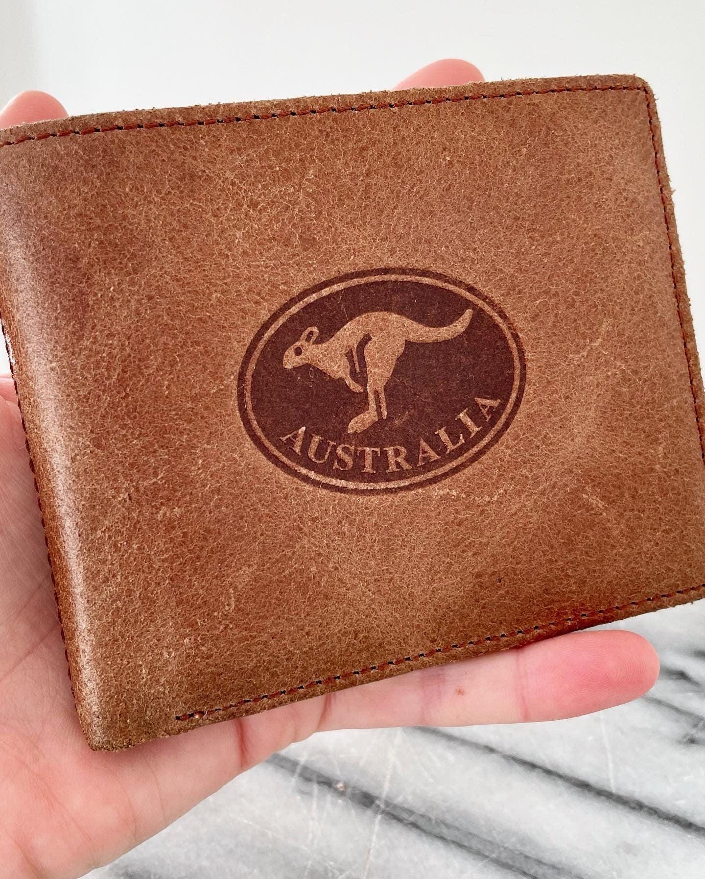 Genuine Leather Wallet From Australia With Embossed Kangaroo - Etsy Genuine Leather Wallet From Australia With Embossed Kangaroo - Etsy