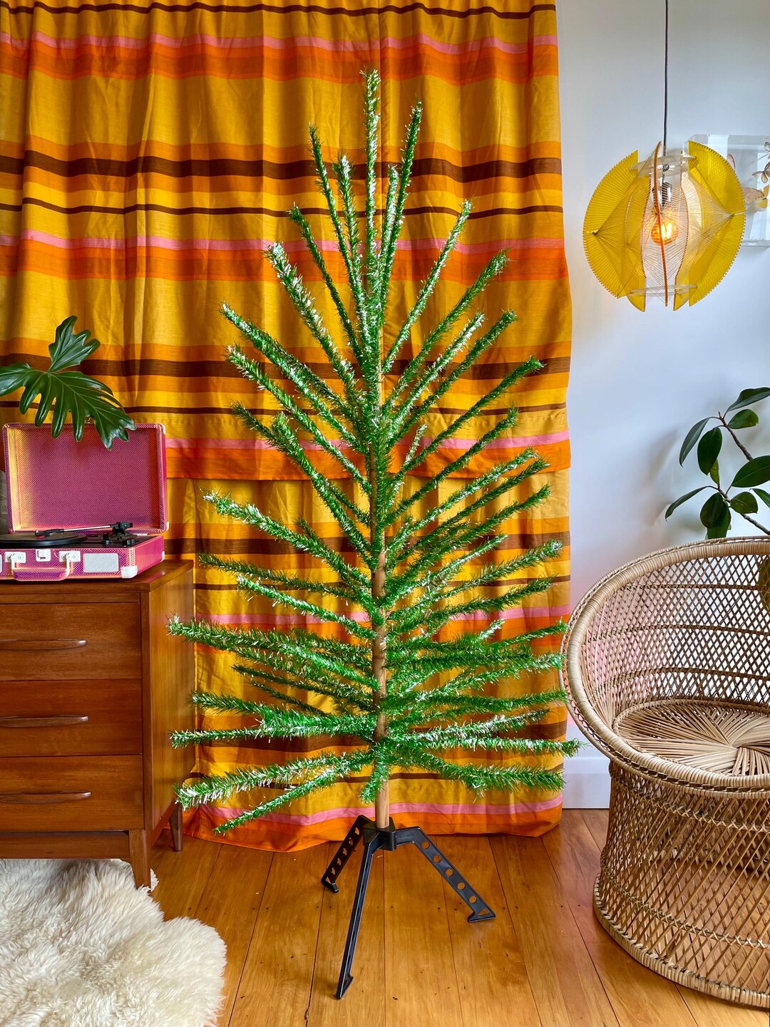 Lime Green Vintage Christmas Tree - 6 Foot Midcentury Modern Aluminum ...