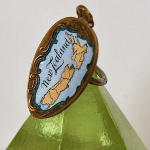 Anillo con forma de cuchara de recuerdo, tamaño 5,5, con mapa de Nueva Zelanda antiguo