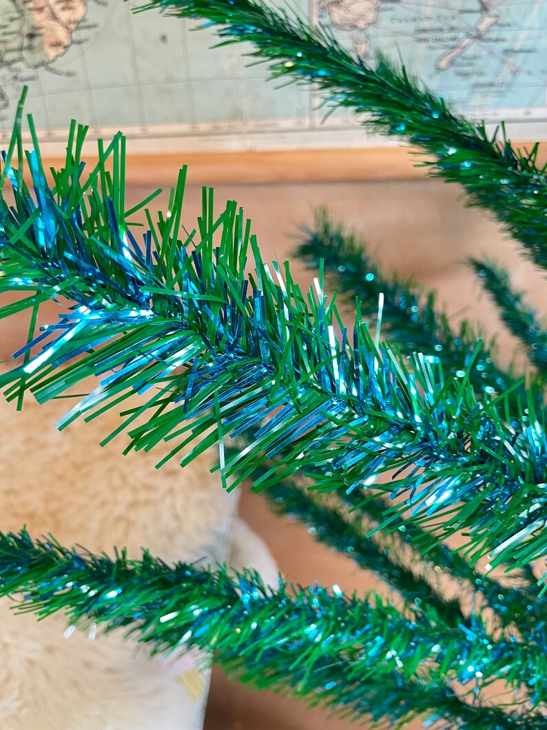 Blue & Green Vintage Christmas Tree Midcentury Modern Aluminum Sparkler