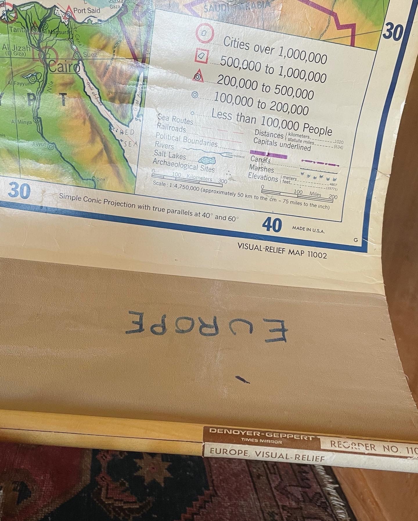 Extra Large Vintage School Map of Europe Pull Down Canvas Etsy