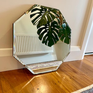 Frameless octagonal mirror - vintage mirror with beveled edges