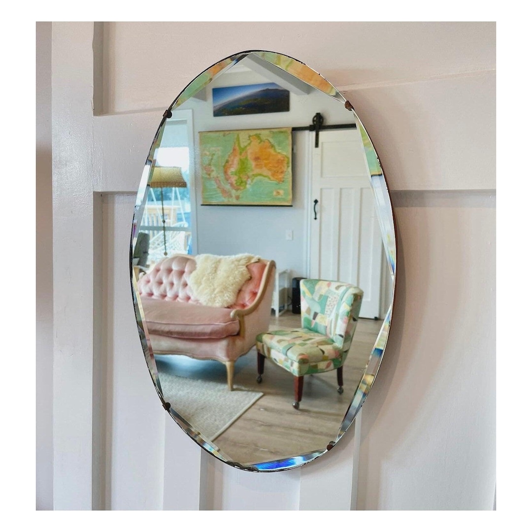Vintage Oval Bathroom Vanity Mirror - Antique Art Deco Mirror - Etsy