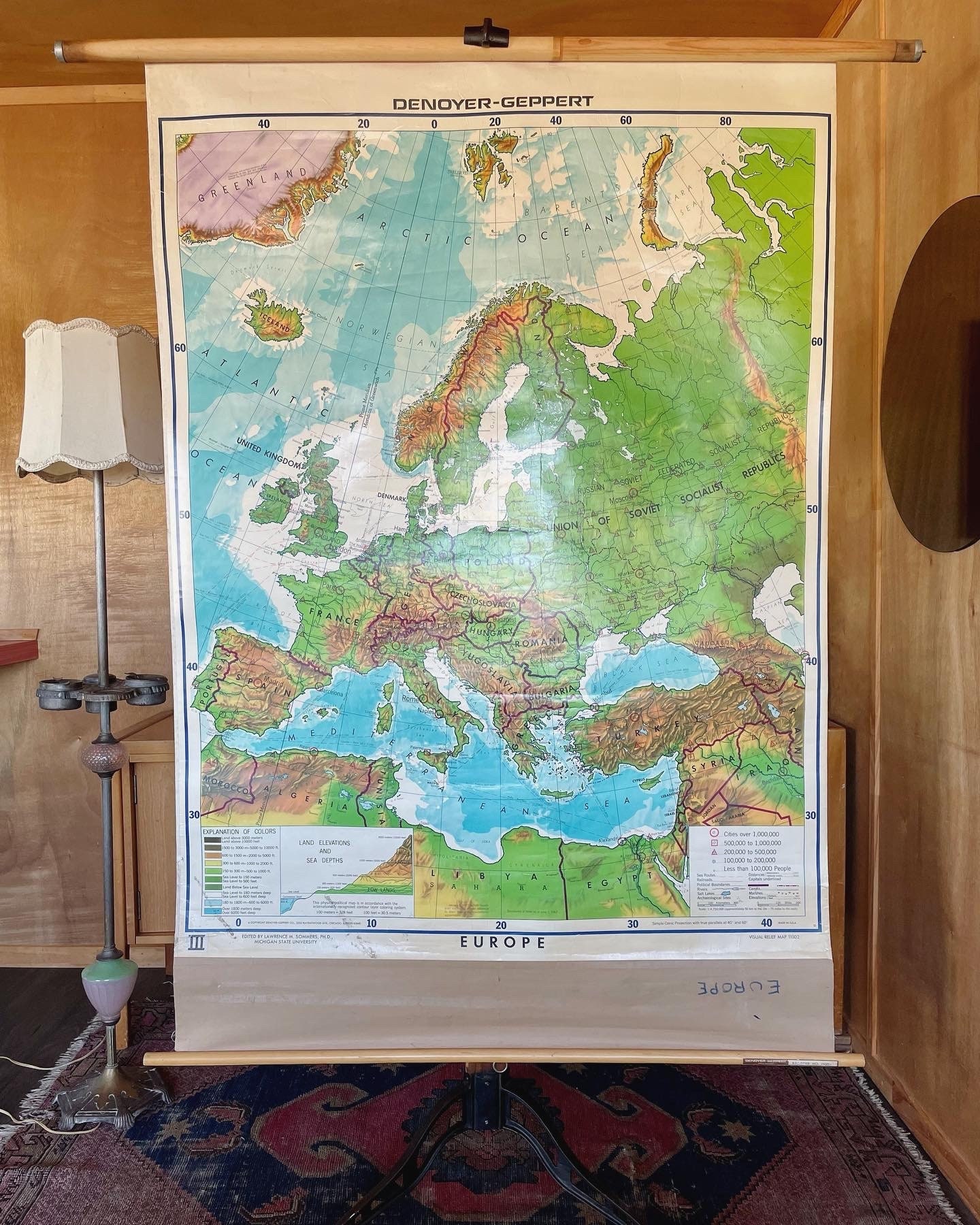 Extra Large Vintage School Map of Europe Pull Down Canvas Etsy