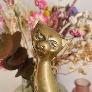 Midcentury Modern brass cat figurine