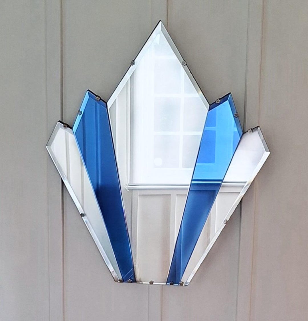 The Cathedral Mirror- Art Deco Pointed Mirror With Cobalt Blue Glass ...