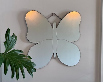 Vintage Butterfly mirror - Art Deco frameless beveled mirror shaped like a butterfly