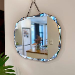 12 sided antique mirror with beveled edges - frameless Art deco mirror