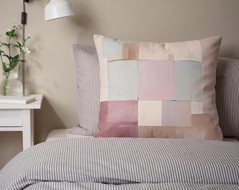 Pastel Pink Abstract Pillowcase, Modern Minimalist Home Decor