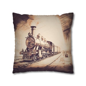 Kissenbezug Lokomotive, Kissenbezug ZUG, Geschenk für Zug Enthusiasten, Eisenbahn Thema Dekor, Zugkissen, leicht abgelenkt von Zügen