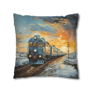 Kissenbezug Lokomotive, Kissenbezug ZUG, Geschenk für Zug Enthusiasten, Eisenbahn Thema Dekor, Zugkissen, leicht abgelenkt von Zügen