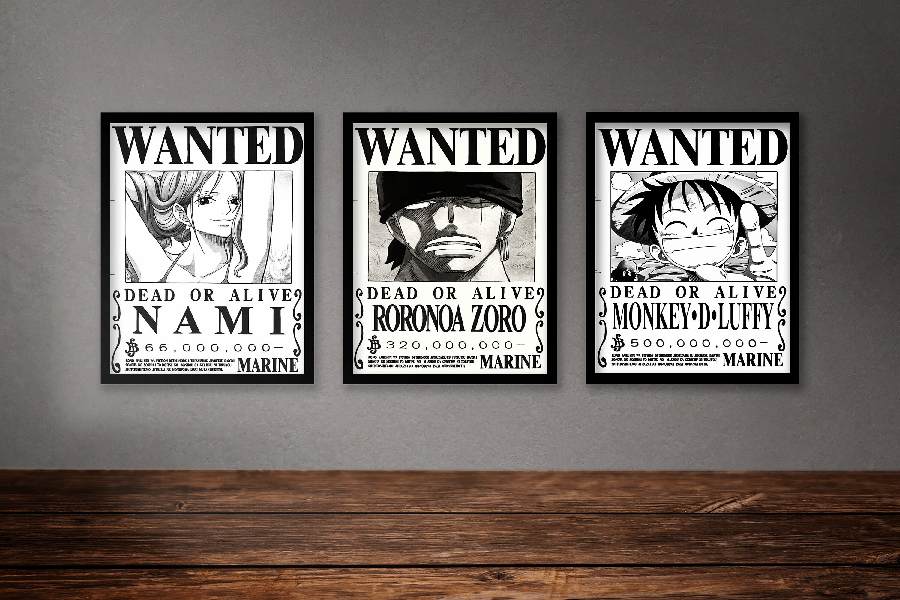 One Piece Wanted Posters  Luffy,Nami,Zoro [Free Shipping]