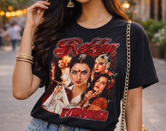T-shirt Rekha Bollywood: maglietta unisex in stile vintage anni '90