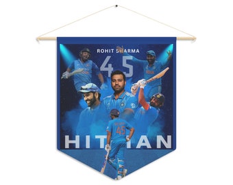 Rohit Sharma Banner l The Hitman l Capitaine de l'équipe indienne de cricket l Équipe indienne l Cricket l Rohit Sharma l #45 l Fanion