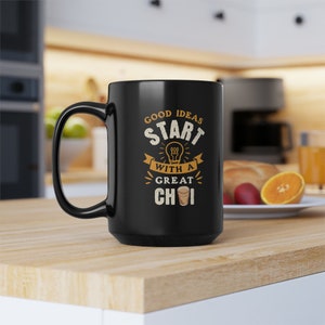 Chai mug, Indian chai mug, Morning Chai mug, Chai quote, Chai Tea quote, Desi, Black Mug, 15oz