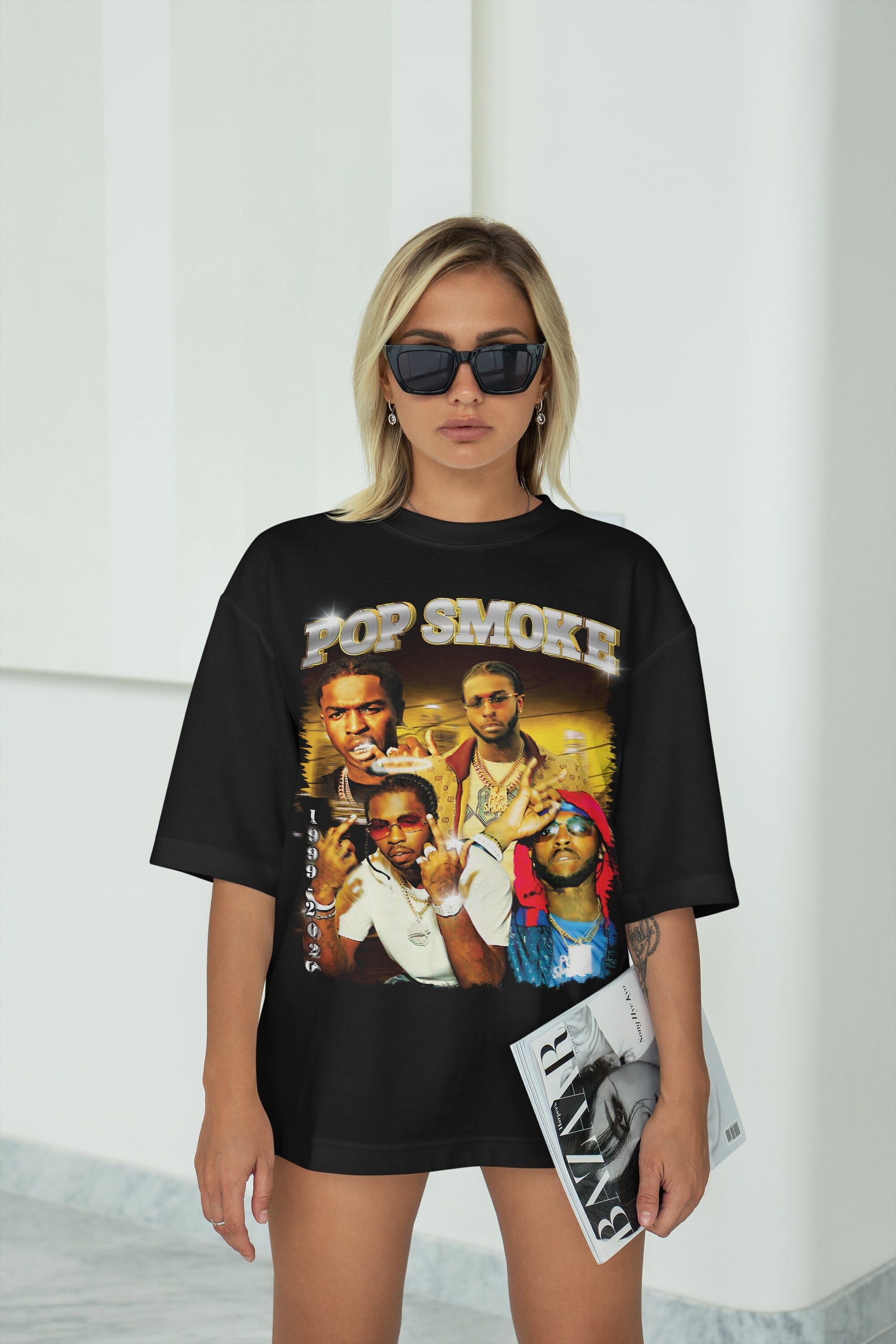 Vintage Style Pop Smoke Rapper Unisex Shirt Graphic Tee Hip 