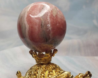 Mini Rhodochrosite Sphere , Turtle Sphere Holder