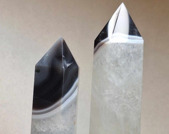 Elegant Black Agate with Crackle Quartz Obelisks / Choose Your Own