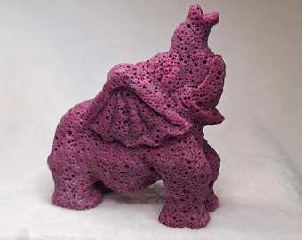 Real Honeycomb Ruby Elephant Animal Carving / Trunk Up / UV Reactive / Gemstone Carving