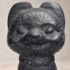 Adorable 3&quot; Happy Smiley Face Black Obsidian Puppy / Gifts For Dog Lovers / Gifts For Her / Gifts For Him
