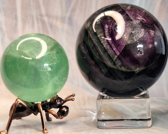 Lucious Green and Purple-Green Fluorite Spheres, Choose Your Own