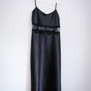 100% pure mulberry silk Waist Lace Dress Hoshi in black tourmaline, size M and XL, bias cut silk slip dress Bridesmaid wedding satin dress