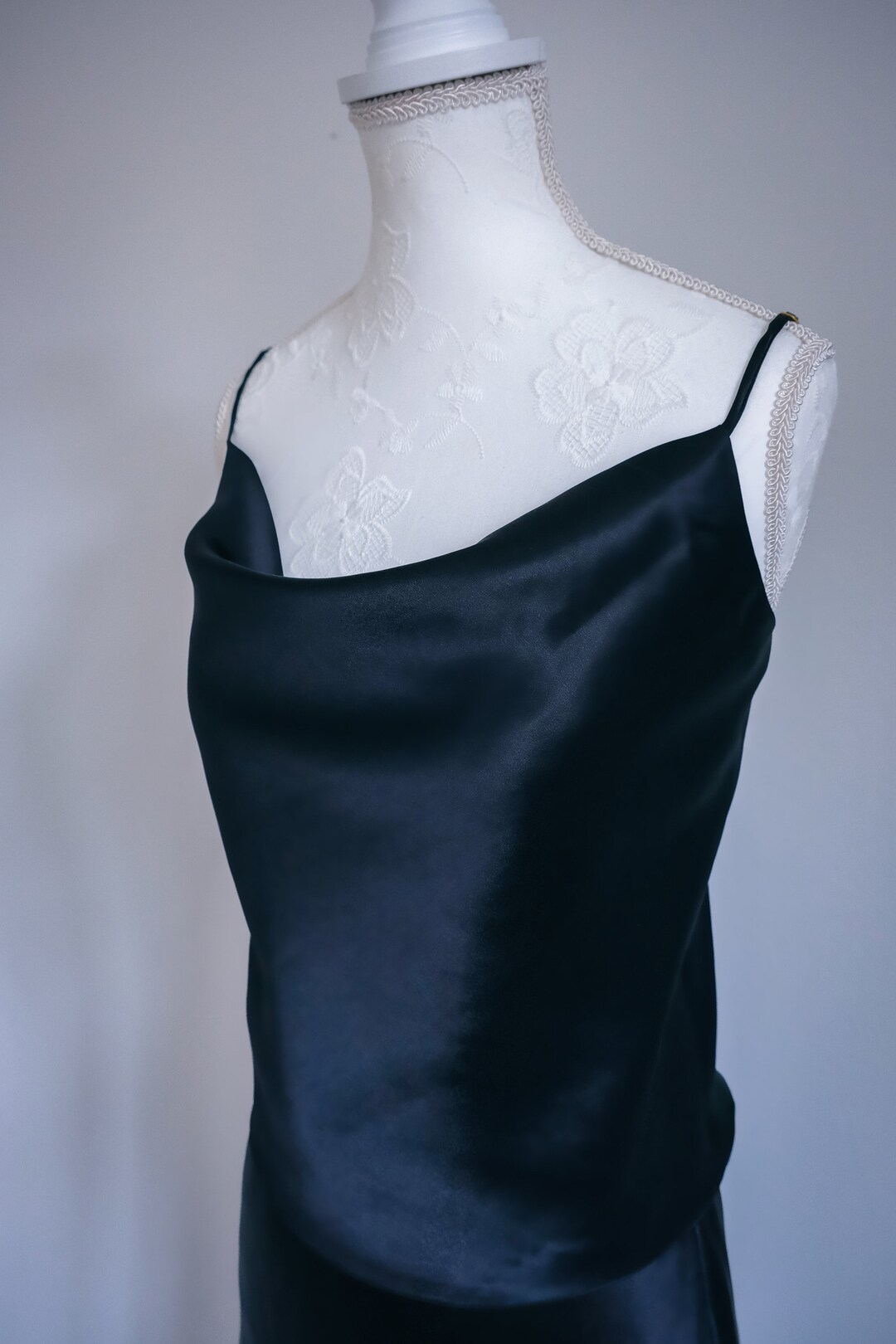 Silk Bias-Cut Cowl Neck Top