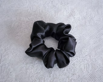 100% pure mulberry silk hair scrunchie, silk hair tie, hair care, silk gift, handmade, black tourmaline