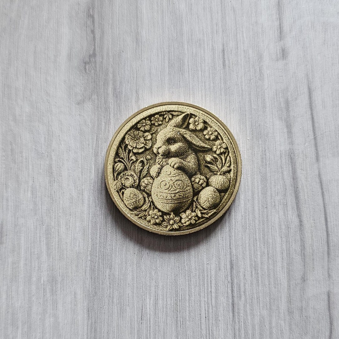 Easter Bunny Challenge Coin - Customizable Brass Etched Coin for Easter ...