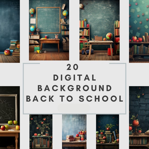 20 Back To School Digitale Kulissen,Vintage-Klassen, Bücher, Hintergründe, Verbundstoff, JPG