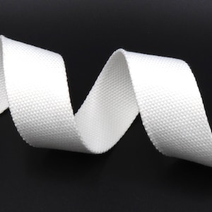 White Cotton 1 1/2 inch (38mm) width Webbing- by the yard
