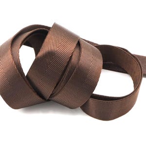 Brown Herringbone 1 inch (25mm) width Nylon Webbing-by the yard