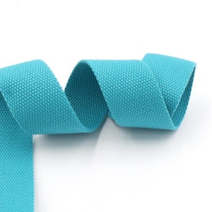 Ocean Aqua Cotton 1 1/2 inch (38mm) width Webbing- by the yard