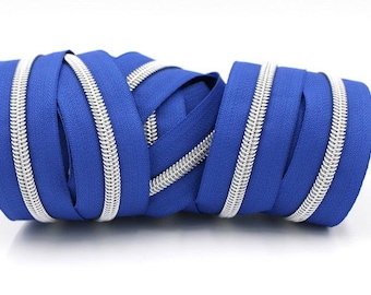 Sapphire Blue- #5 Silver Nylon Coil Zipper Tape