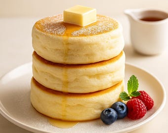 Receita de panquecas soufflé japonesas para imprimir • Autênticas ao estilo de Tóquio • Panquecas fofinhas e macias • Download instantâneo em PDF