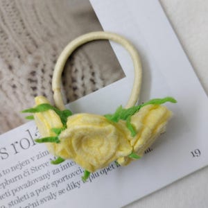 Handmade Yellow Floral Hair Scrunchie Elegant Hair Tie for Women & Girls, Soft Hair Accessory