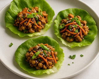 Receita de Wraps de Alface com Frango Tailandês | Jantar Saudável em PDF | Refeição Fácil com Baixo Teor de Carboidratos e Inspirada na Culinária Asiática