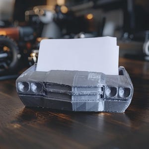 Tarjetero para parachoques de coche/Organizador de escritorio impreso en 3D/Regalo para entusiastas de los coches/Decoración de garaje para él/Soporte para tarjetas de taller de automóviles