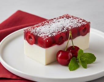 Bolo de Agar-Agar de Coco sem Assar • Doce de Duas Camadas • Receita Vegana para Imprimir • Sobremesa sem Gelatina (PDF)