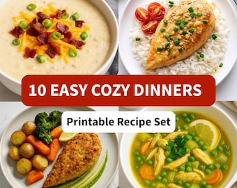 Pacote de Refeições Aconchegantes de Inverno – 10 Jantares Fáceis e Saborosos | Conjunto de Receitas para Imprimir | Download Instantâneo em PDF
