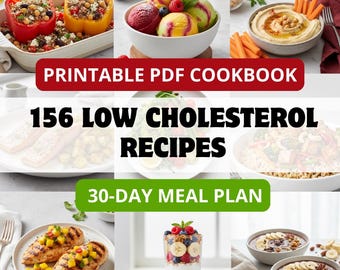 Livro de receitas com baixo colesterol (PDF) | 156 receitas fáceis para iniciantes para a saúde do coração | Plano alimentar de 30 dias