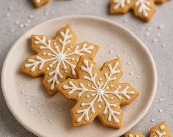 Biscoitos de Canela em Formato de Floco de Neve – Receita de Biscoitos Recortados com Especiarias Festivas | PDF de Receitas de Inverno
