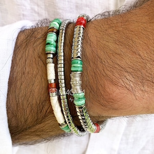MILOS bracelet / men&#39;s gift - father&#39;s day - jewelry - surf - heishi - lithotherapy - personalized - made in France - shells