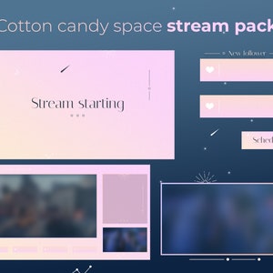 Cotton Candy Twitch Pack | Animated Overlay | Minimal Twitch Overlay Package | Stream Package | Twitch Panels, Webcam Frame, Alerts